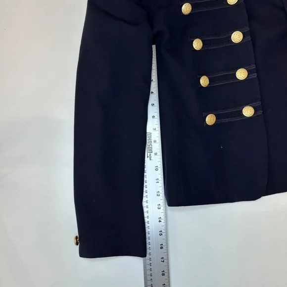 Jones New York Navy Wool double breasted military inspired blazer.  SZ 10 EUC! - Picture 10 of 13